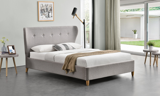 Einfacher gepolsterter Sperrholz-Bett-Rahmen mit der einfachen Ohr-Kopfende bauen zusammen