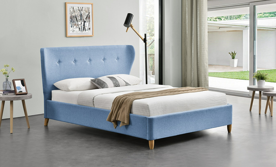 Einfacher gepolsterter Sperrholz-Bett-Rahmen mit der einfachen Ohr-Kopfende bauen zusammen
