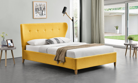 Einfacher gepolsterter Sperrholz-Bett-Rahmen mit der einfachen Ohr-Kopfende bauen zusammen