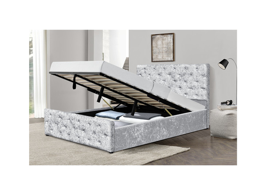 Kundengebundene gepolsterte zerquetschte Speicher-Fächer Samt-König-Size Bed With