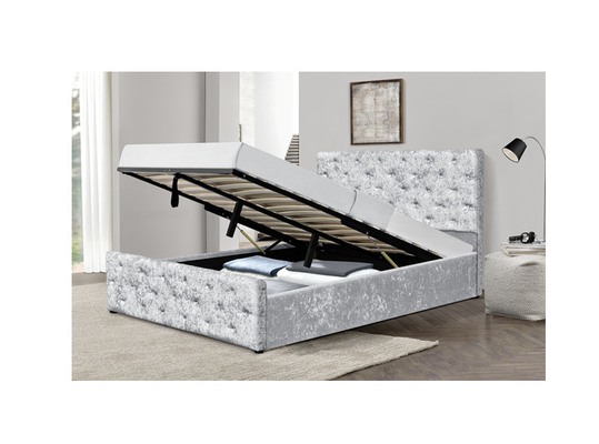 Kundengebundene gepolsterte zerquetschte Speicher-Fächer Samt-König-Size Bed With