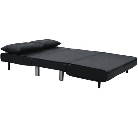 Klappstuhl-Sofa Bed Black White With-Metallbeine PUs lederne