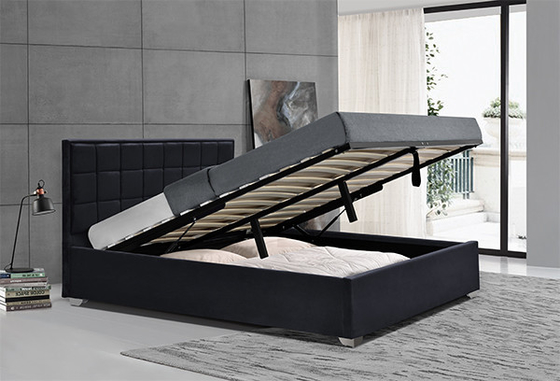 Horwood-Schwarz-Samt-Würfel-Gasheber-Speicher-Bett-Rahmen
