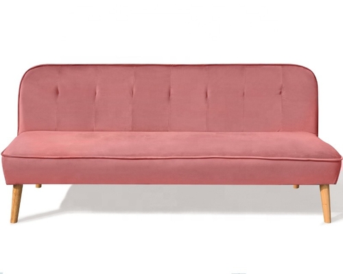 Zerquetschte Samt-faltbare Sofa Bed Dusty Rose Fabric-Abdeckung mit dem hölzernen Bein