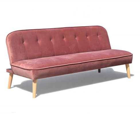 Zerquetschte Samt-faltbare Sofa Bed Dusty Rose Fabric-Abdeckung mit dem hölzernen Bein