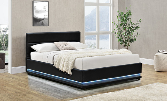 Schwarzes Speicher-Bett Faxu ledernes Osmane-LED