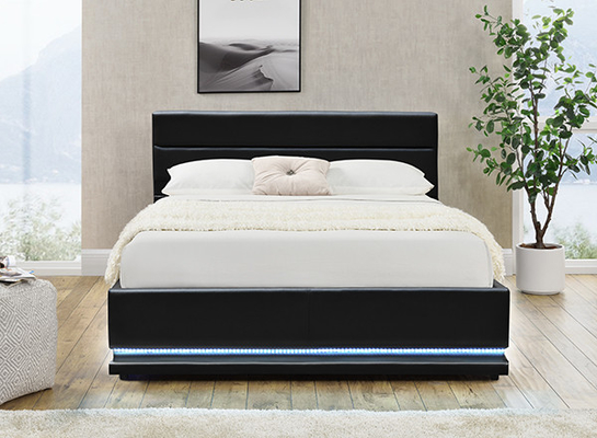 Schwarzes Speicher-Bett Faxu ledernes Osmane-LED