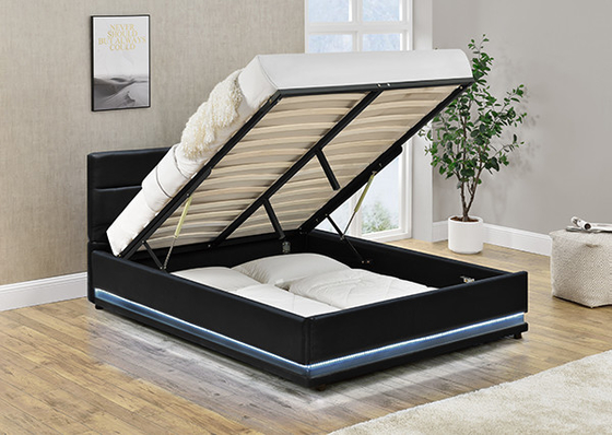 Schwarzes Speicher-Bett Faxu ledernes Osmane-LED