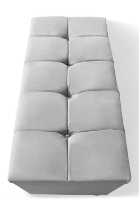 Helles Grey Velvet Fabric Storage Ottoman heftete sich Crystal Buttons durch