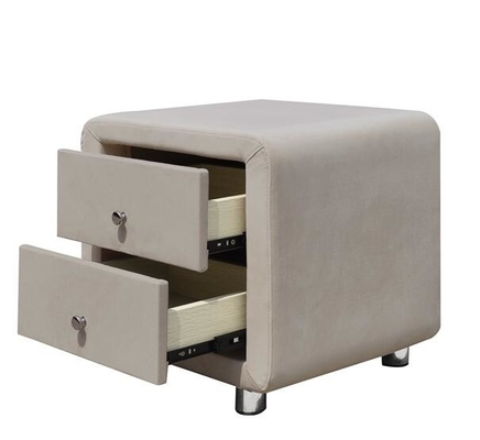 Fach-Nachttisch-Plüsch des Samt-Gewebe-2 polsterte Nightstand-Beige mit Chrome-Griffen
