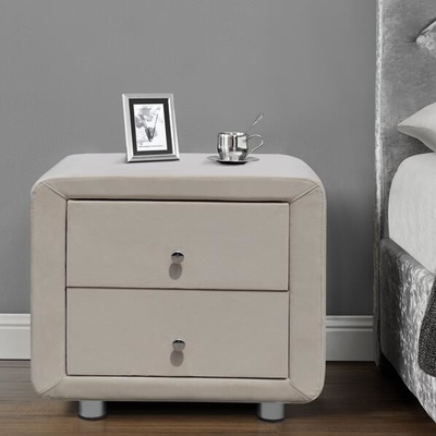 Fach-Nachttisch-Plüsch des Samt-Gewebe-2 polsterte Nightstand-Beige mit Chrome-Griffen