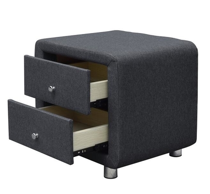Moderner gepolsterter Gewebe-Nachttisch Leinen-Grey Velvet Nightstand 2 Fächer