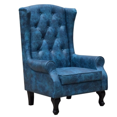 Wanne sitzt hoher Wingback-Akzent Samt-Chesterfield-Lehnsessel vor, der Wohnzimmer speist